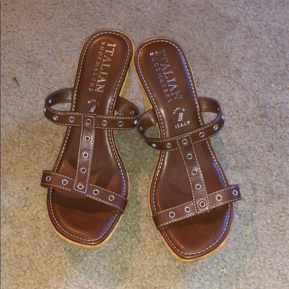 Brown Wedge Heel Sandals